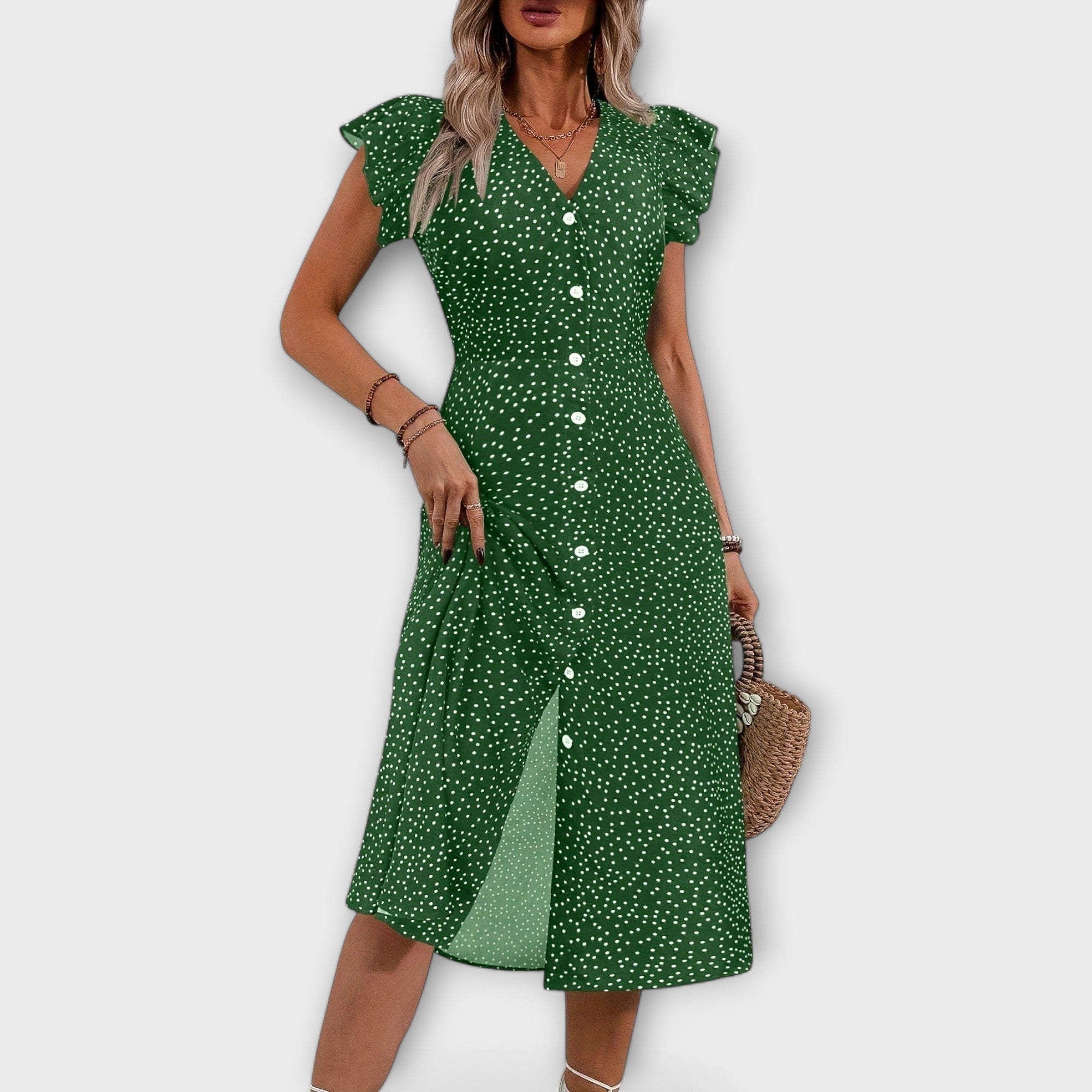 Schickes Polka Dot Midi-Kleid