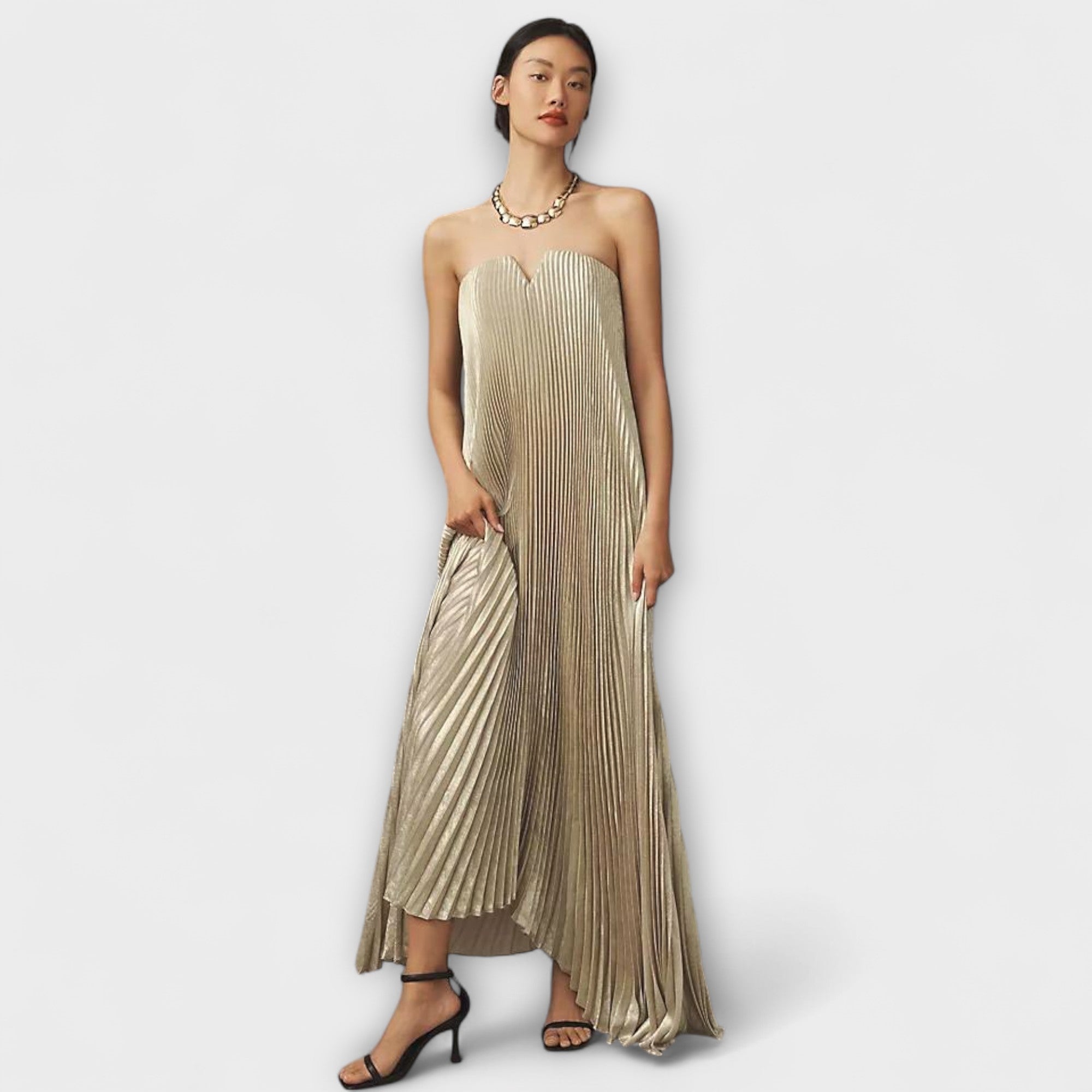 Michelle - Sweetheart Maxi-Kleid in Orange Floral