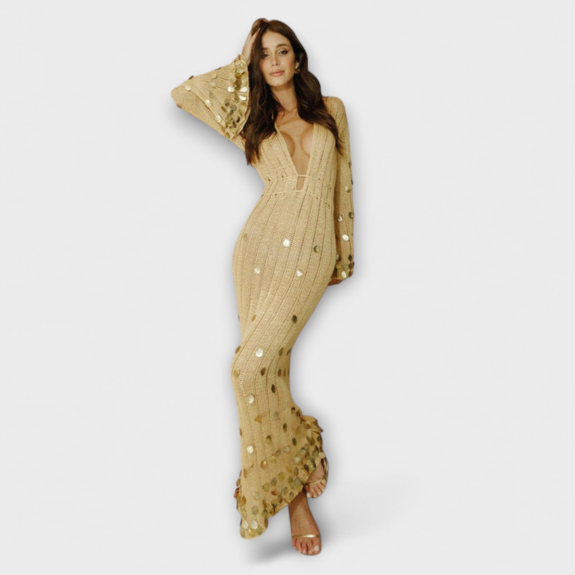Kathleen - Gold Strickmaxikleid von Dolly