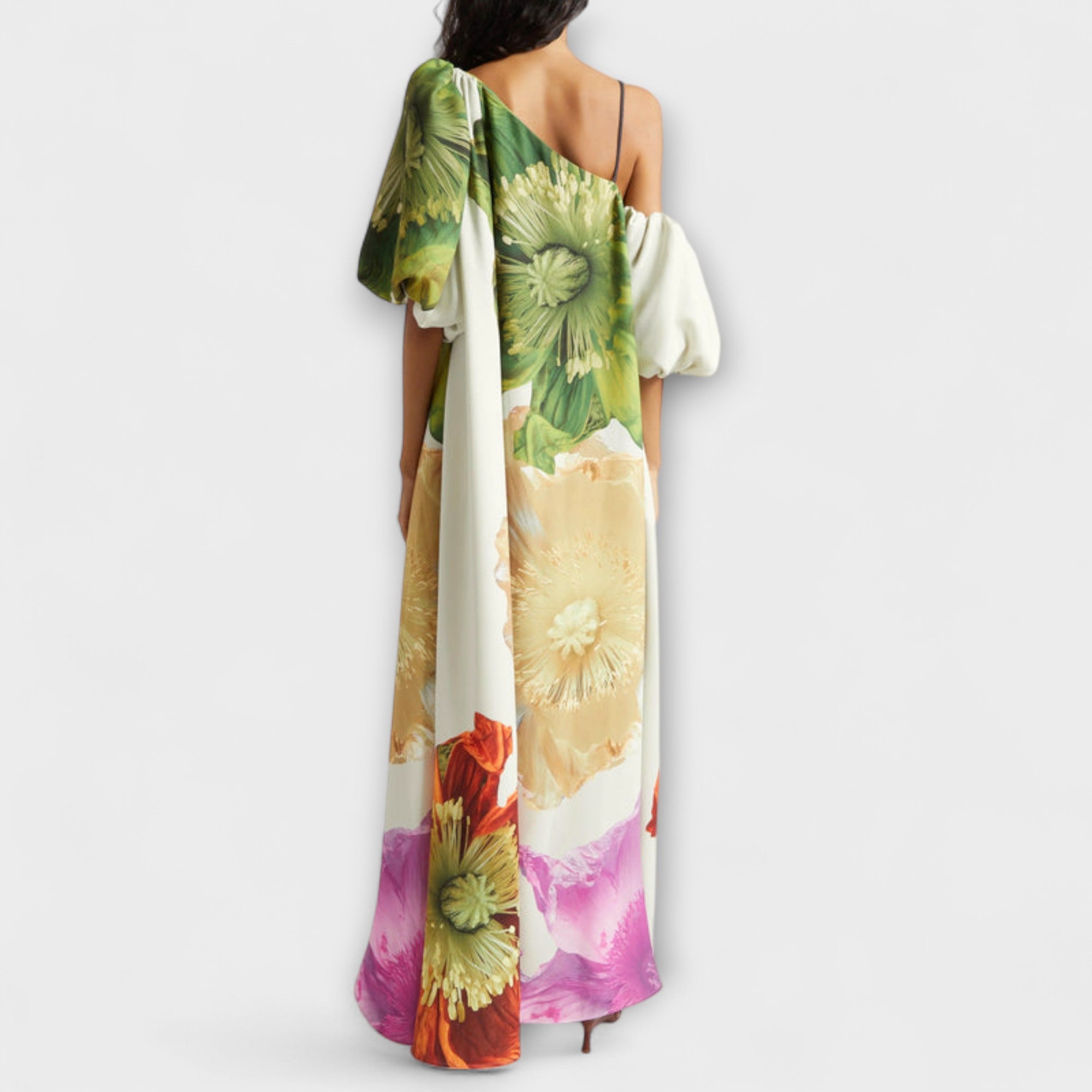 Melodie - Asymmetrisches Floral-Maxikleid