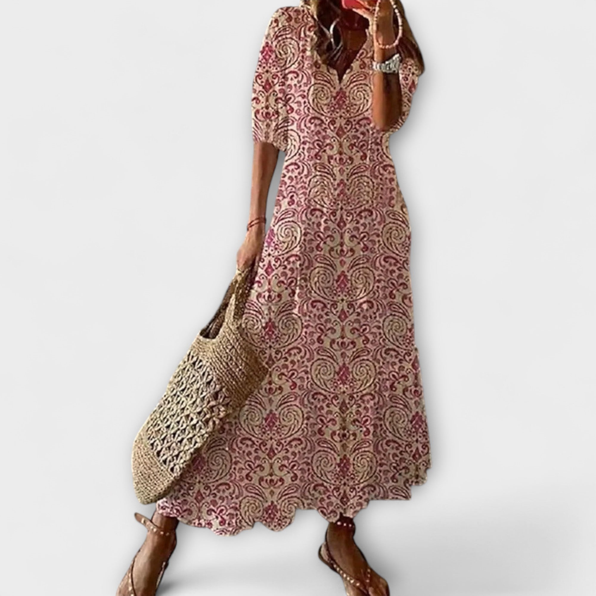 Anna – Damen Bohemian Sommerkleid mit fließender Silhouette