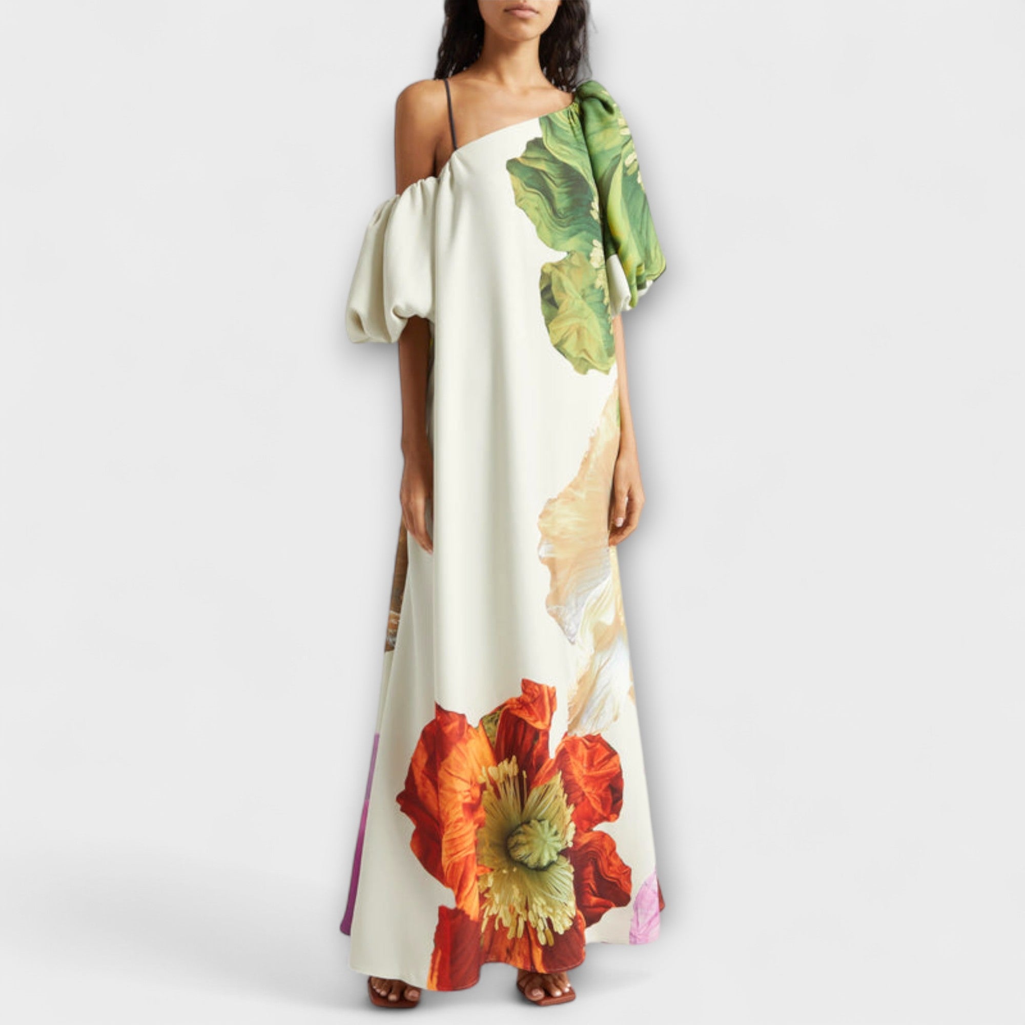 Melodie - Asymmetrisches Floral-Maxikleid
