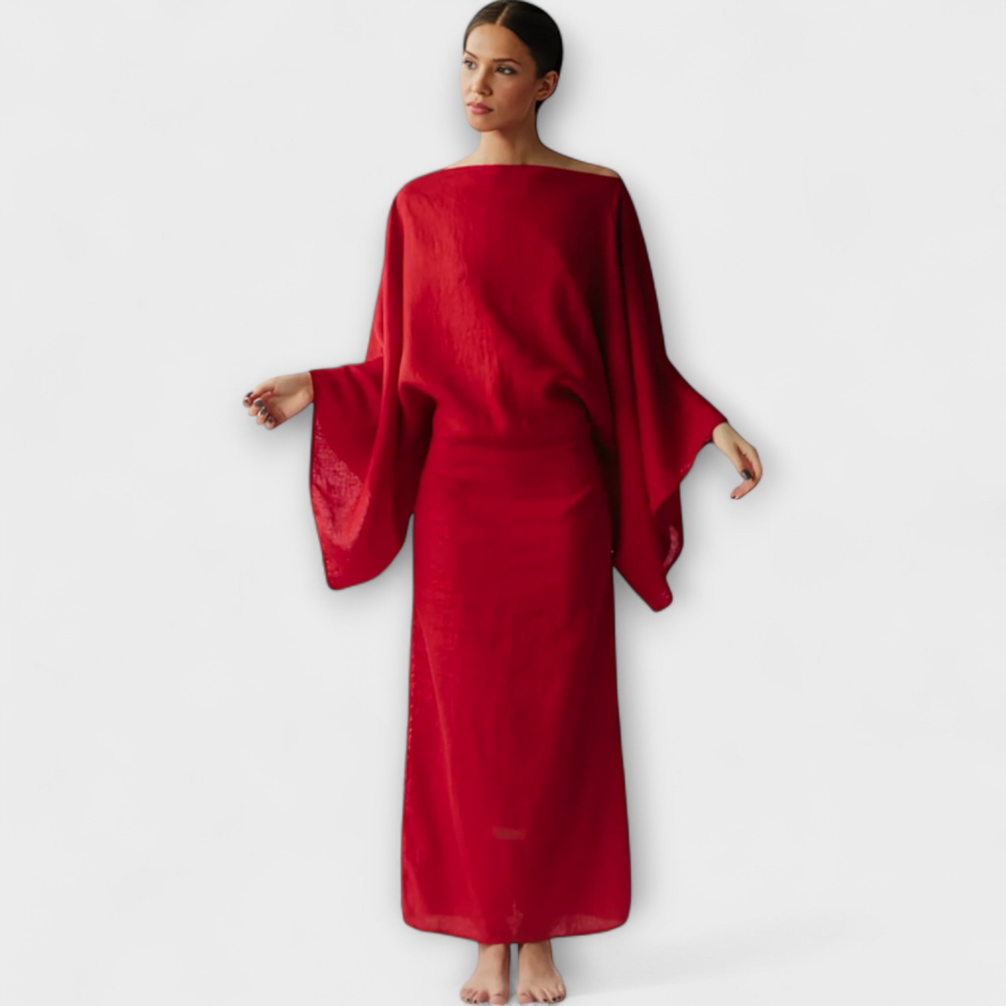 Dana - Kimono Kleid aus Leinen und Baumwolle