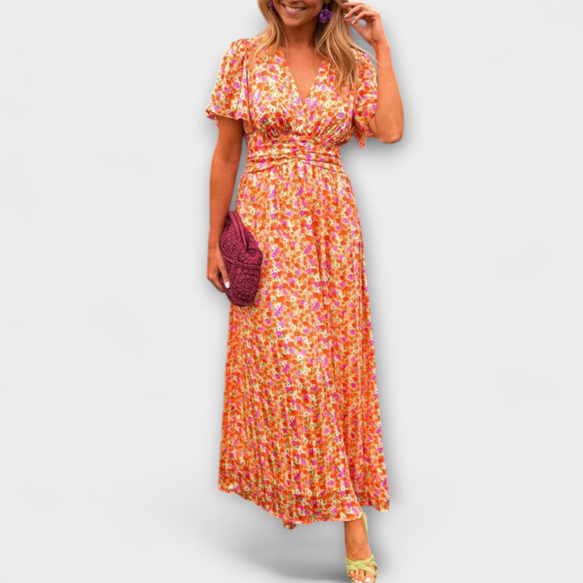 Elsie - Klassisches V-Ausschnitt Kleid