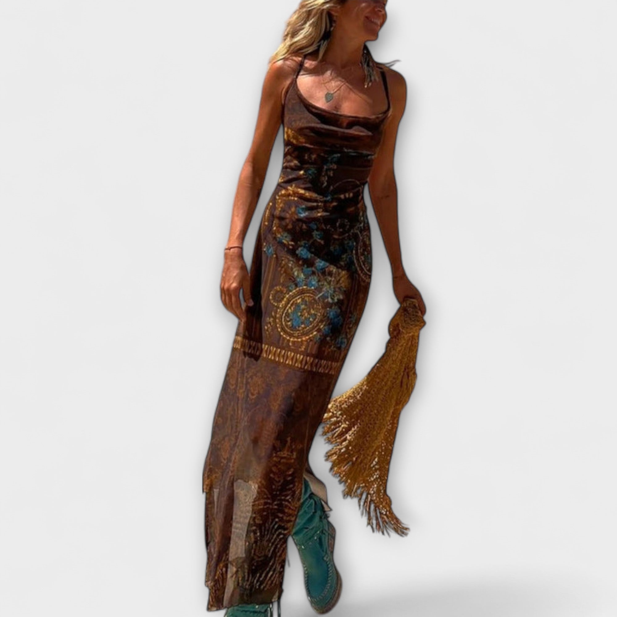 Gebühr - Einzigartiges Midi-Kleid mit Schalkragen