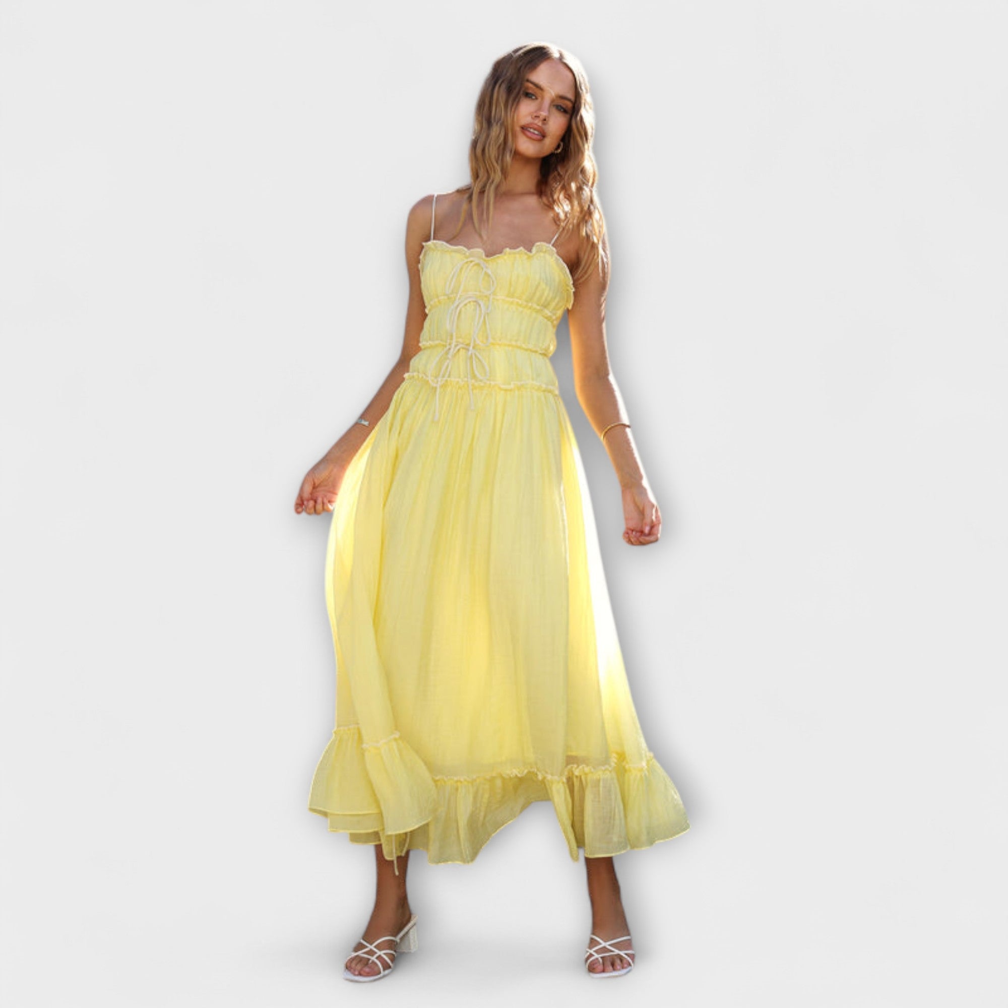 Celine - Ärmelloses Midi-Kleid mit Rüschensaum