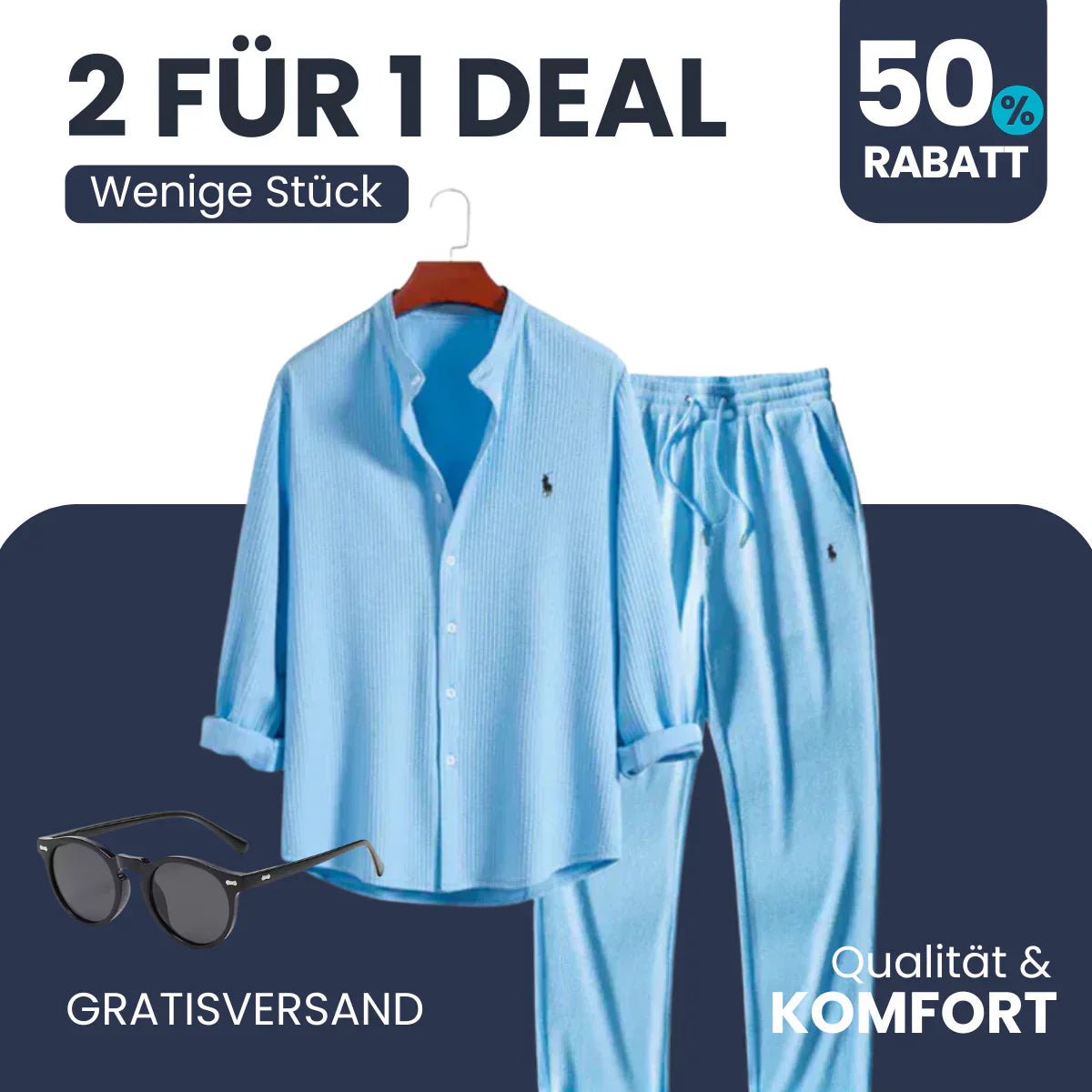 [2 FÜR 1 DEAL + GRATIS BRILLE] Sunset Premium Set – Hemd &amp; Hose + Sonnenbrille