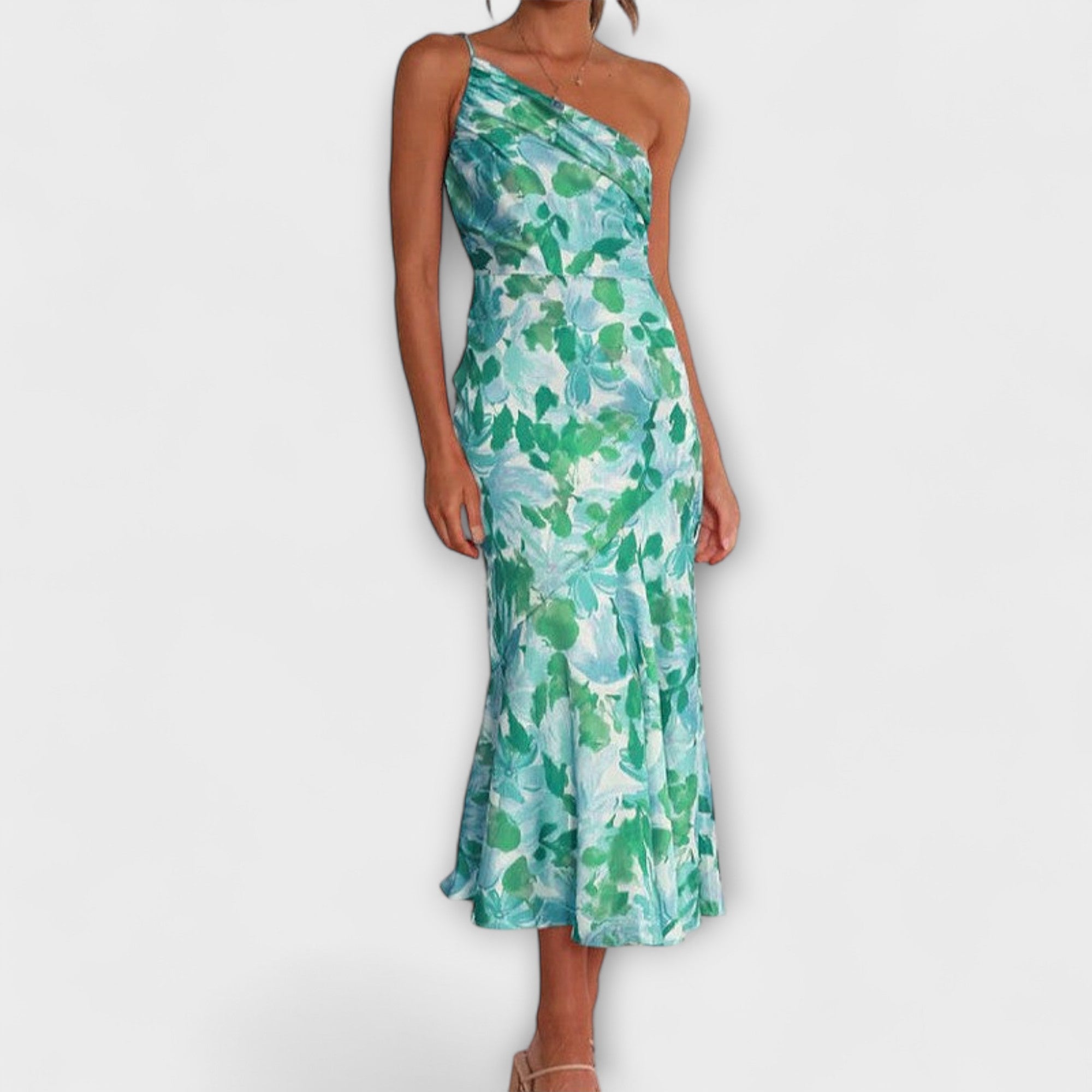 Tabea - Asymmetrisches Blumenmuster Kleid