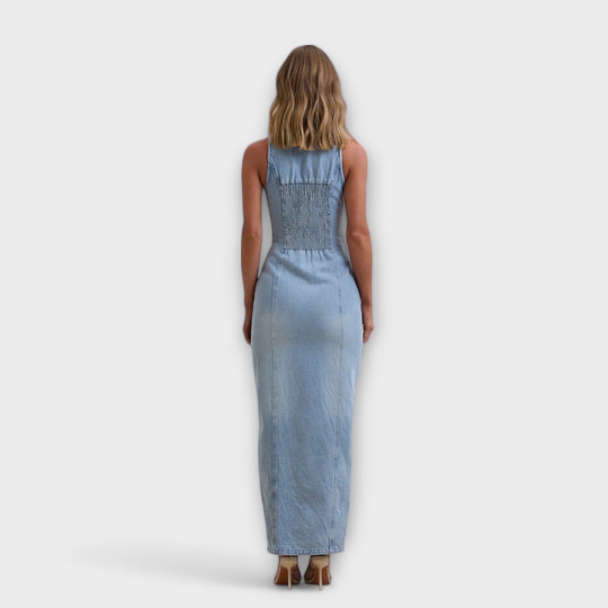 Lacey - Mid Wash Denim Maxikleid