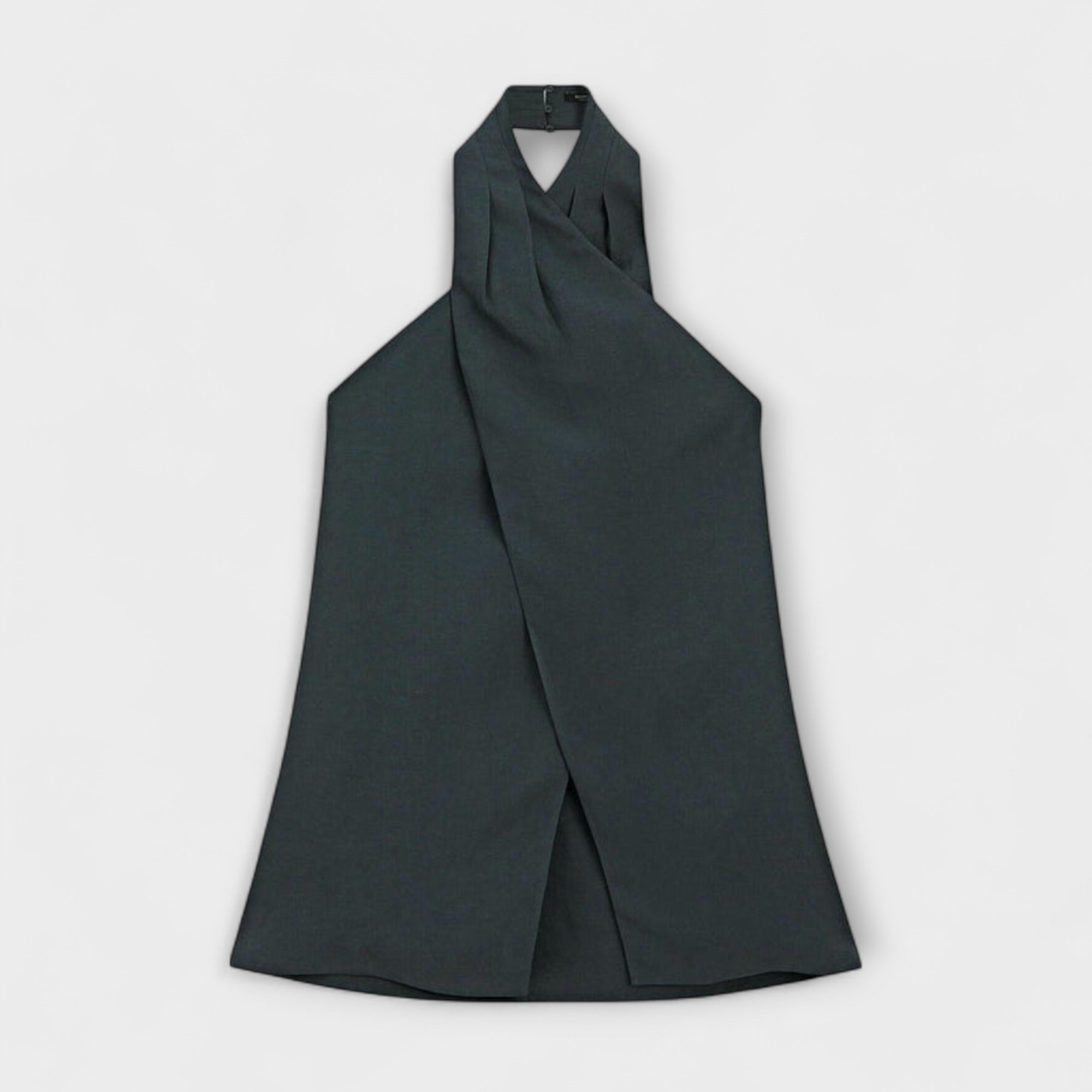 Leah - Blauer Halter Neck Top mit Rückenschlitz