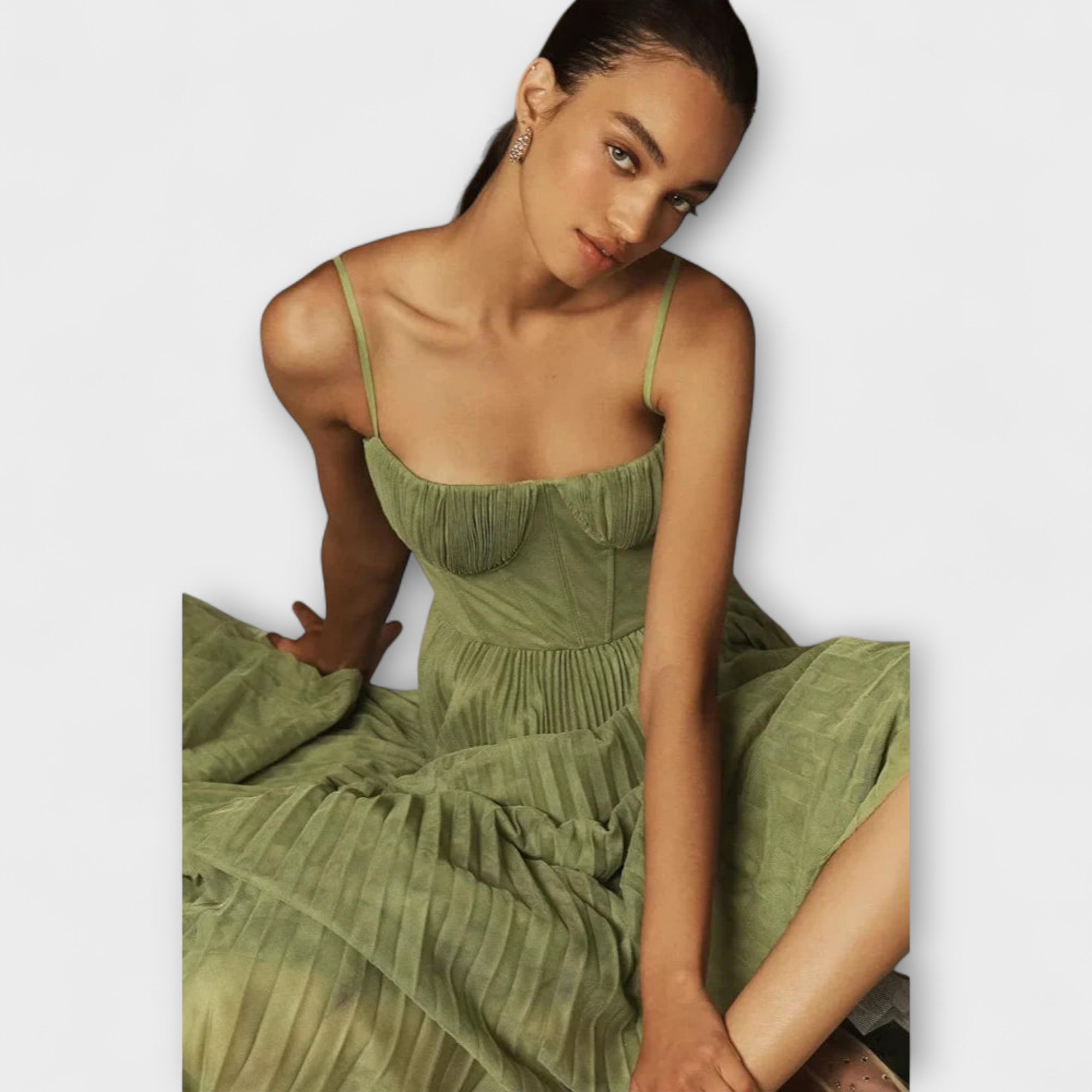 Marilyn - Midi Tüll Faltenrock Kleid mit Bustier-Design