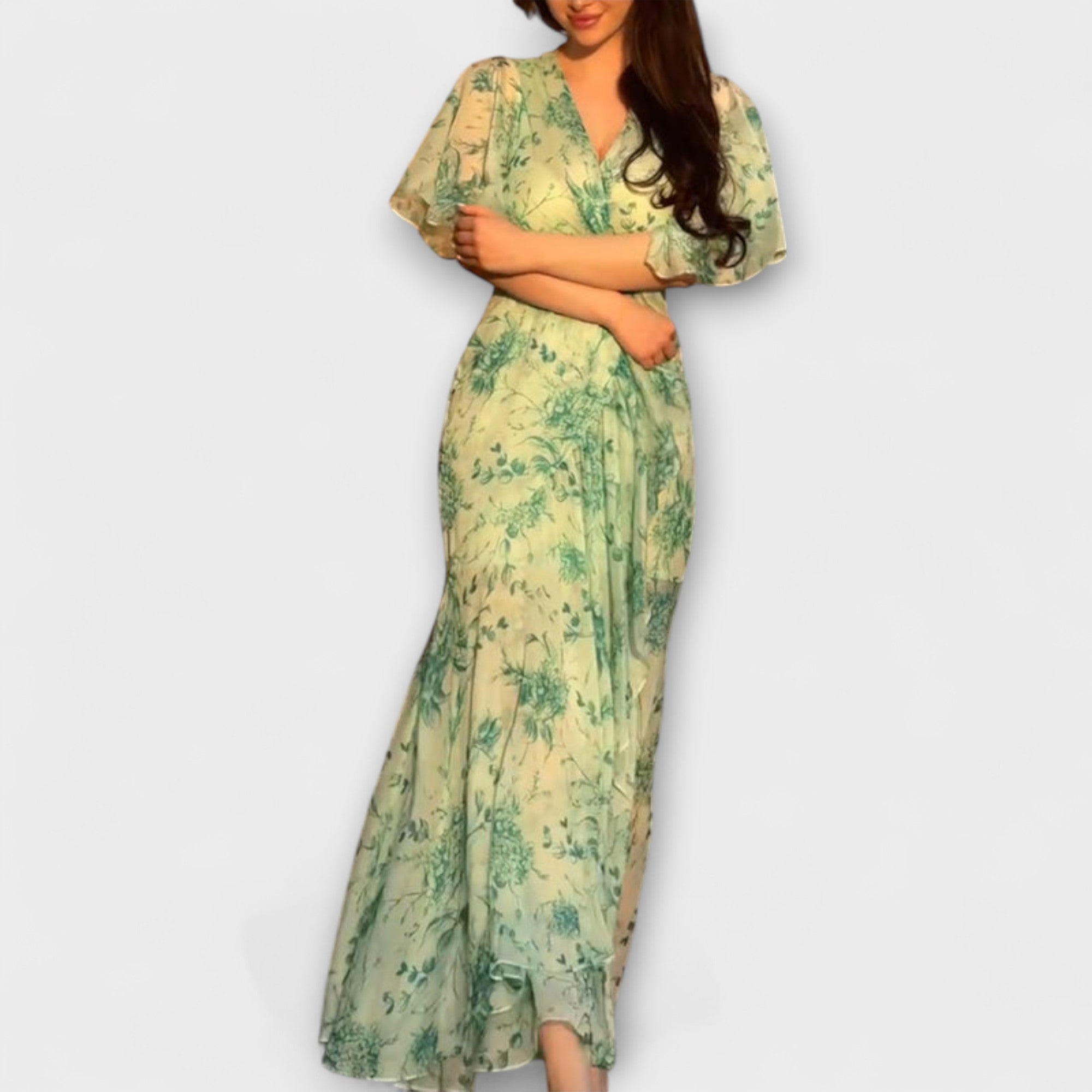 Lana - Stilvolles Blumenkleid mit V-Ausschnitt