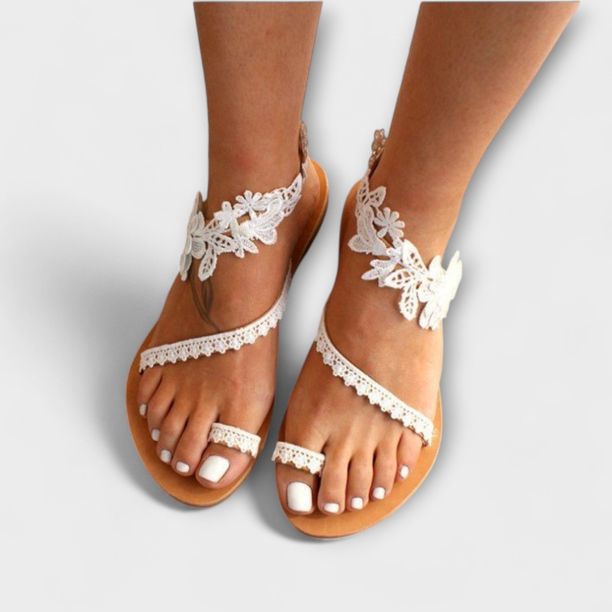 Boho - Bequeme Sandalen mit Blumen & Knöchelriemen
