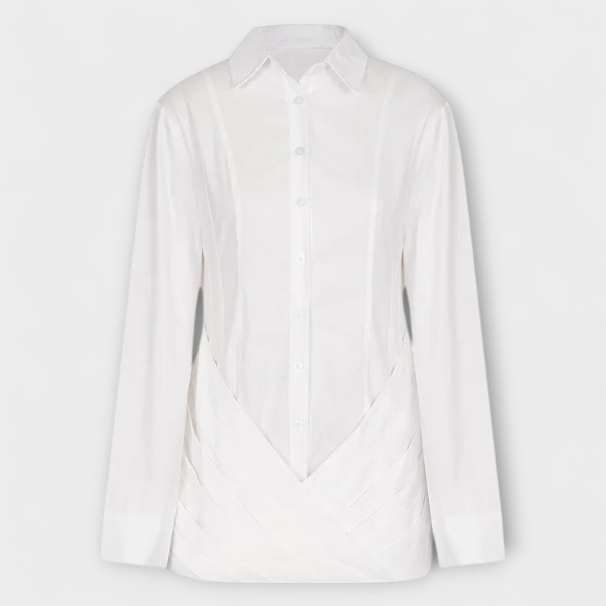 Indie - Weißes, langärmliges, plissiertes Hemdkleid