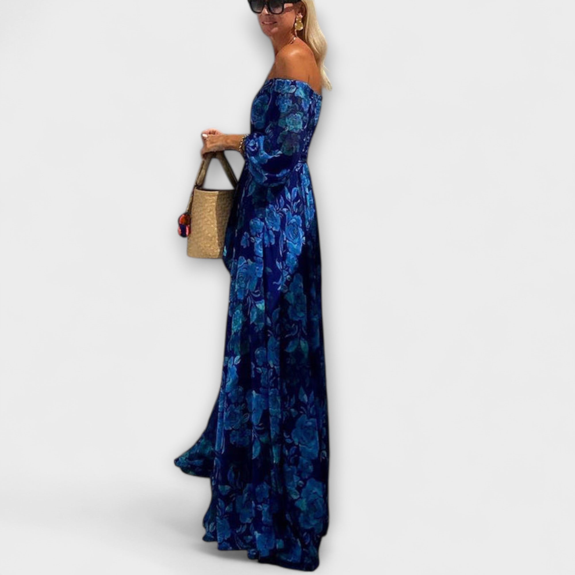 Juniper - Floral Off-Shoulder Smocked Maxi-Kleid