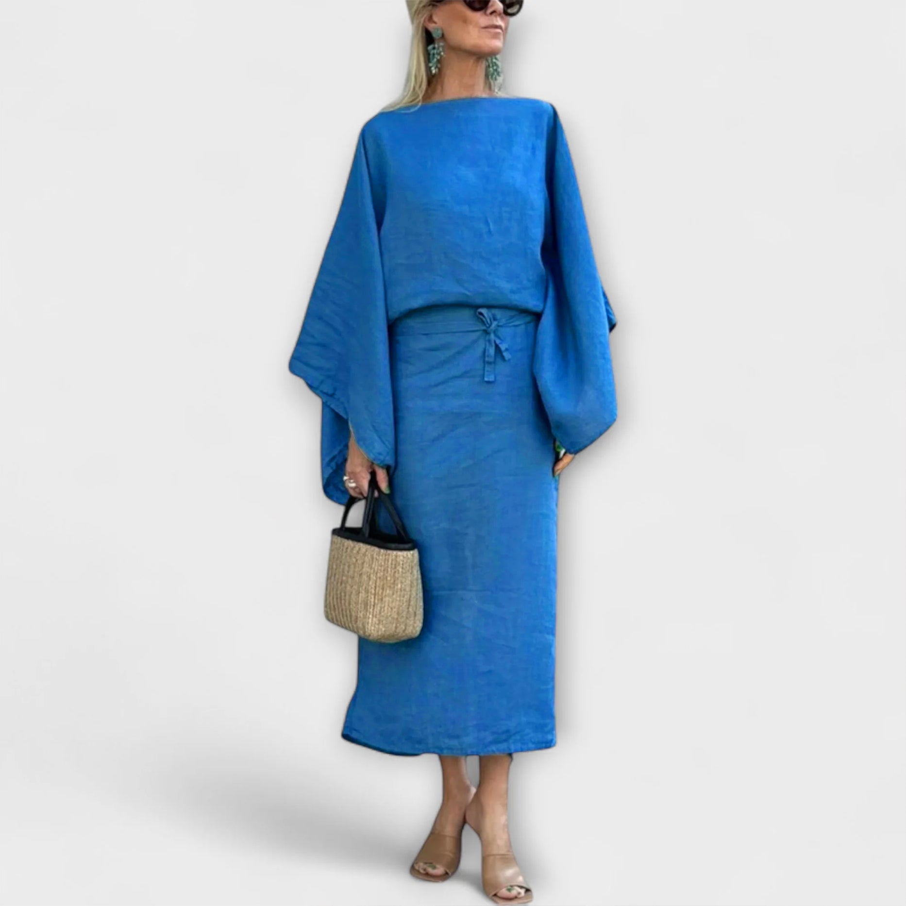 Dana - Kimono Kleid aus Leinen und Baumwolle