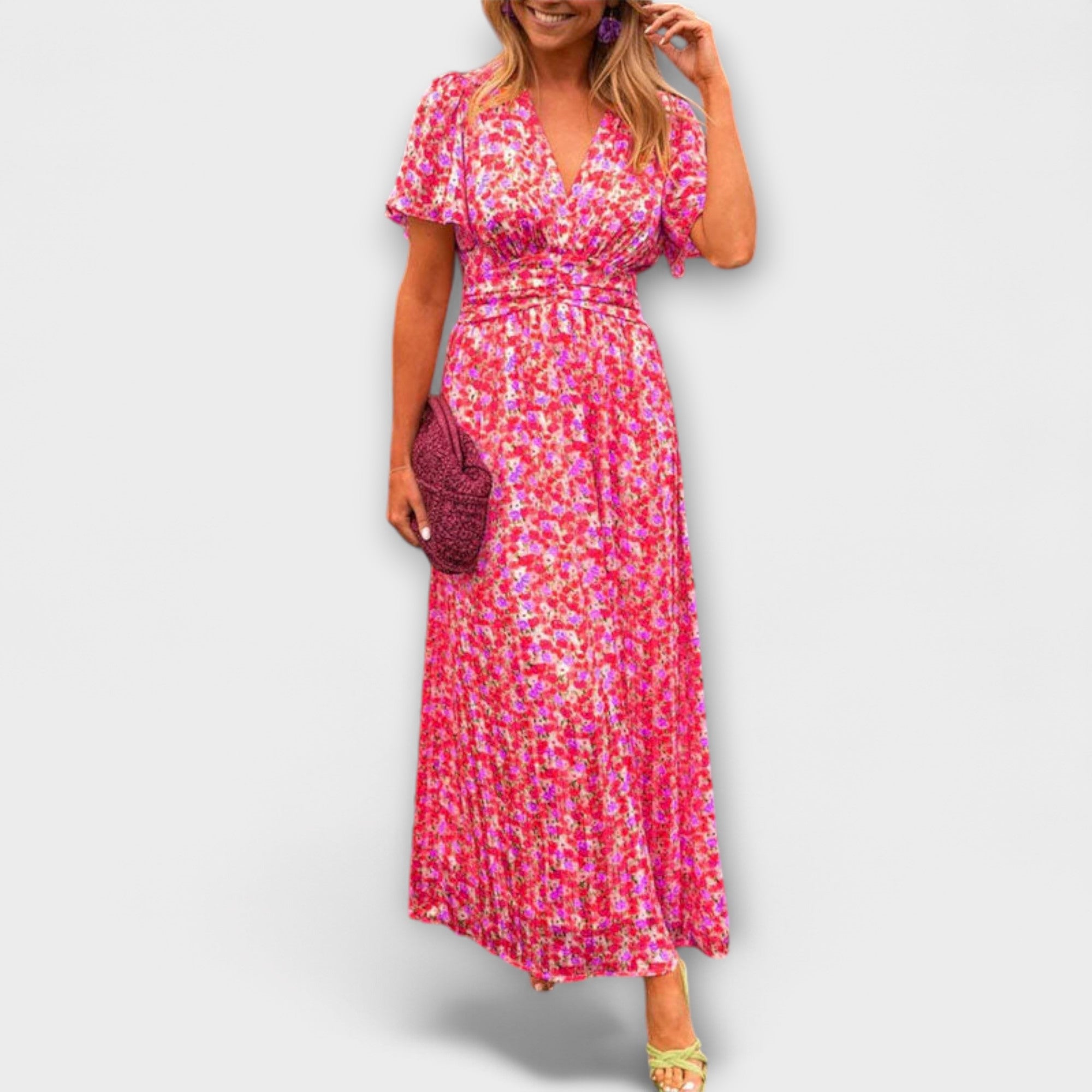 Elsie - Klassisches V-Ausschnitt Kleid